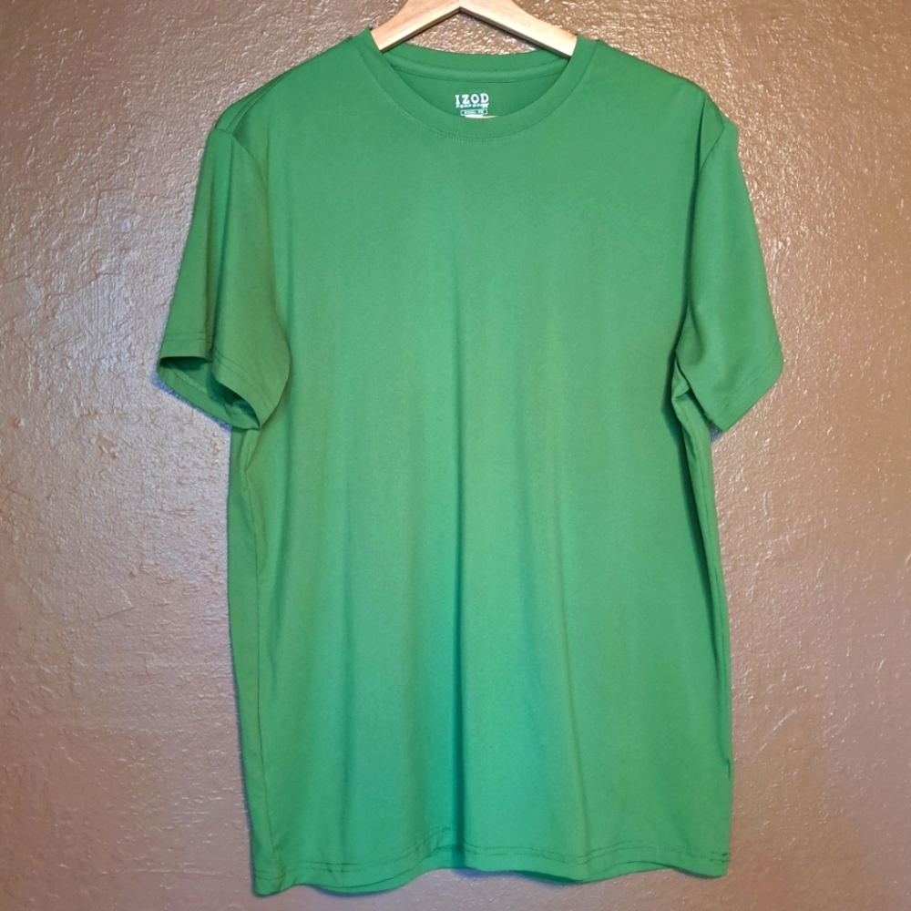 Medium Izod Green Short Sleeve Tee Classic Crew Neck